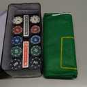 Gamie Texas Holdem Poker Game Set - Includes Holdem Mat, 2 Card Decks, Chips, Chip Holder and Tin Storage Box - Fun Game Night Supplies - Cool Casino Gift for Kids & Adults