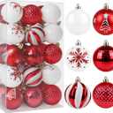 Christmas Ornaments Balls - 30 Pcs 2.4 Inch Shatterproof Plastic Christmas Balls Sets, Red & White Small Christmas Tree Balls Hanging Ornaments for Holiday Wreath Party Christmas Tree Decor