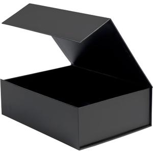 HcoHlow Black Magnetic Gift Box 9x6.7x2.75 Inches, Rigid Collapsible Gift Boxes with Lids for Presents, Groomsman Proposal Box, Graduation, Wedding, Birthday Gift Packaging