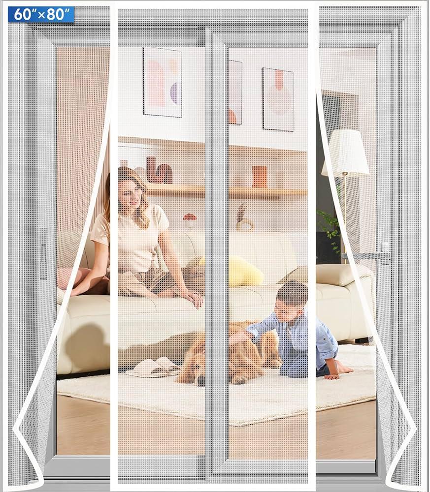 Magnetic Screen Door Upgraded PET Mesh Stronger Than Fiberglass and Polyester,Hands Free,Keeps Bugs Out,Pet & Kid Friendly,Suitable for Sliding Door,Large Patio Door and French Door