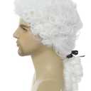 Judge Colonial Wig Man Curly White Wigs Halloween Costume Cosplay Wig (White)