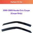 KPY Rain Guards Fit for 2001-2005 Honda Civic Coupe, Out-Channel Window Visors Vent Wind Deflectors 2PC, Car Accessories for 01-05 Civic Coupe (Coupe Only)