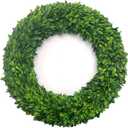 17 Inches Boxwood Wreath Preserved Green Leaves Wreath for Front Door Wall Window Hanging Wedding Party Decoration