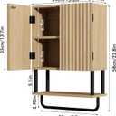 RUSTOWN Farmhouse Bathroom Wall Cabinet with 2 Door, 3-Tier Curved Profile Wooden Medicine Cabinet, Wall Mounted Storage Cabinet with Adjustable Shelf and Towel Bar (Natural, Small)