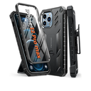 FNTCASE for iPhone 12-Pro-Max Phone Case: with Built-in Screen Protector & Kickstand & Belt-Clip Holster, Full-Body Dual Layer Rugged Military Shockproof Protective Cover-Black