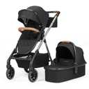 Beberoad Love RX 3-in-1 Baby Stroller with Bassinet, Toddler Stroller, Foldable Newborn Infant Stroller with Organizer, Rain Cover, Sunshade & Mosquito 2 in 1 Cover, Large Storage BasketBlack (BlackPro)