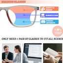 3 x Hubeye Photochromic Progressive Reading Glasses for Men and Women Ultralight Flexible Anti-Blue Light ReadersClear+Black+Orange+2.5