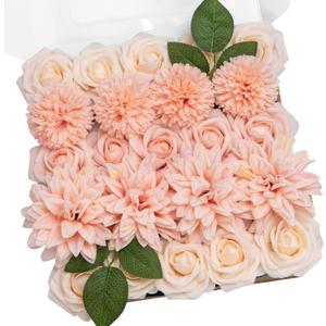 TINGE TIME Pink Artificial Flowers Combo Box Set, Fake Flower Leaf with Stems for DIY Spring Garland Wedding Bouquets Table Centerpieces Baby Shower Home Party Floral Arrangements Decorations