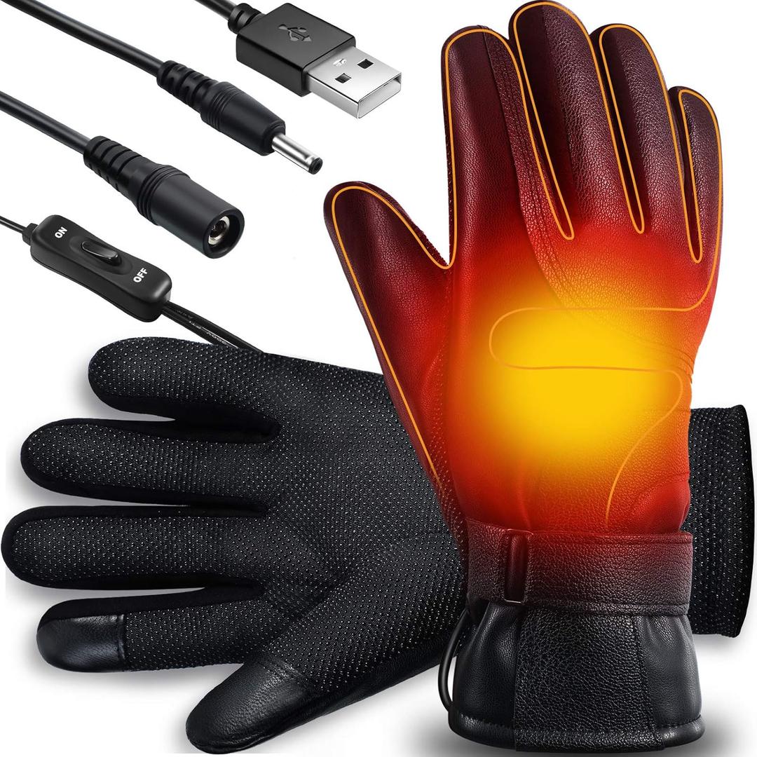 Syhood USB Heated Gloves, Touchscreen Waterproof Electric Heated Gloves for Men Women, Warm for Outdoor, Skiing, Motorcycling Hiking Cycling, Valentine Gift for Him or Her