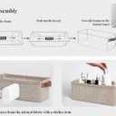 StorageWorks Narrow Storage Bins, Small Basket for Closet and Shelves, Fabric Organizer with Handles, Toilet Paper Storage, Brown and Beige, 2-Pack