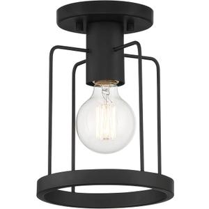 DESIGNERS FOUNTAIN Tafo Semi Flush Mount Ceiling Light, 7 Inch Lighting Fixture for Kitchen, Bedroom, Bathroom, and Hallway, Matte Black, D273M-SF-MB