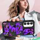 for Samsung Galaxy A25 5G Phone Case - [2in1] Women Cute Girls Phone Cover Purple Girly Unique Cool Design Camera Cover Compatible with MagSafe Ring Holder Stand for Samsung A25 5G Cases 6.5