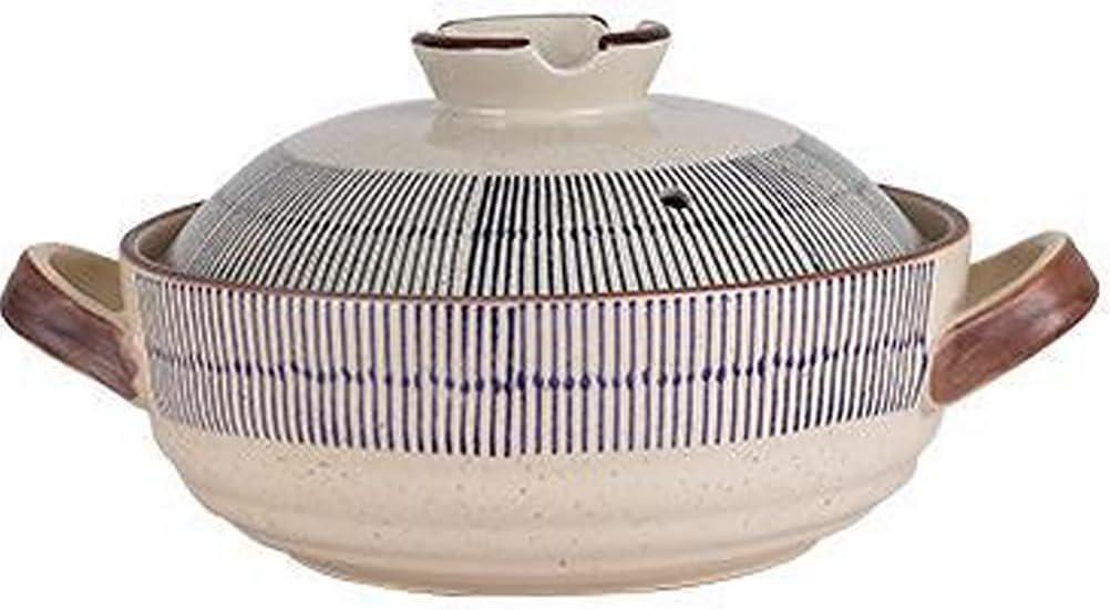 CVQWRJH Japanese Donabe Ceramic Hot Pot Ceramic Casserole Dish with Lid Ceramic Casserole Dish Ceramic Stew Pot with Handle Round Ceramic Cookware for Stew Steam, Soup Bowl,2.2 Quart