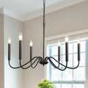Generies Black Farmhouse Chandelier 6 Lights,Modern Industrial Iron Pendant Lighting, Classic Rustic Candle Ceiling Light Fixture for Bedroom Living Dining Room Kitchen Island