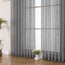 OWENIE Max Grey Pinch Pleated Sheer Curtains 84 Inches Long 2 Panels Set for Bedroom Living Room, Soft Airy Leaves Jacquard Clip Light Filtering Semi Sheer Drapes, Grey, 2Pcs, Each 54x84 Inch