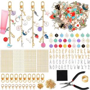SUTROMA 501pcs Lip Gloss Charms Keychain Kit - Bag Charm Kit with 138 Charms 10 Keychain Clips 40 Extender Chains & Jewelry Plier - DIY Jewelry Making Supplies for Keychains