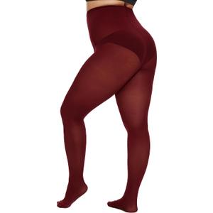 CozyWow Plus Size Tights for Women 80D Soft Solid Color Semi Opaque Pantyhose High Waist 1X 2X 3X 4X (Black, XXXL)