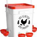Tgeyd Chicken Waterer 5 Gallon, with 6 Enlarge Automatic Water Cups, Large Cicken Waterer for Chicken Duck and Goose