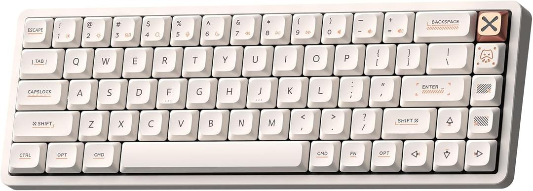 IQUNIX Magi65 Low Profile Mechanical Keyboard Wireless 65% Keyboard Ultra Slim for Creamy Typing, Hot Swappable, RGB Backlit, PBT Keycaps, Aluminum Case, BT/2.4G/USB-C, for Mac/Windows (Ochre White)