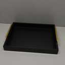 16"x12" Serving Trays with Handles, Black Decorative Serving Tray, Ottoman Trays for, Living Room, Bathroom, and Outdoors Decorative Trays (Black)