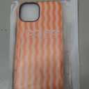 Flewfun Magnetic for iPhone 13/14 Case Cute Wavy Stripes Phone Case, Shockproof Slim TPU and Hard PC Protective Phone Cover Compatible with MagSafe Designed for Women Girls, Orange