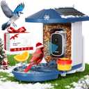 Smart Bird Feeder with Camera Solar Powered,5MP HD AI Identify Bird Species, Real-Time Alert & Weatherproof, Auto Record Videos, Ideal Gift for Christmas, Environmental Friendly,Non-Toxic