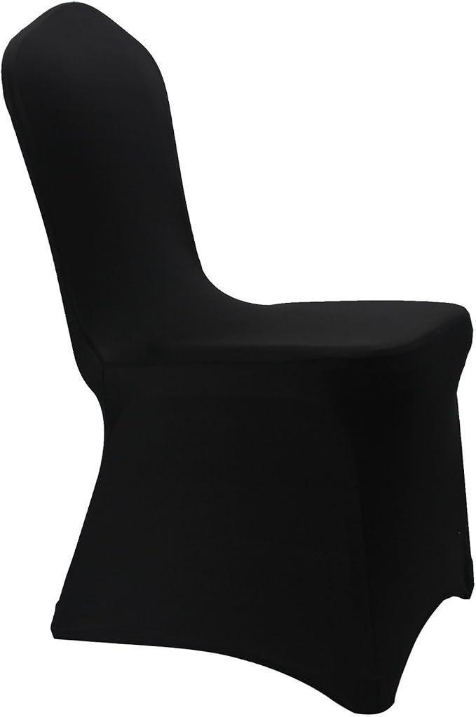 Black Stretch Spandex Chair Covers - 12 pcs Wedding Party Dining Scuba Elastic Chair Covers (Black, 12)