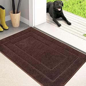 PURRUGS Dirt Trapper Door Mat 20" x 31.5", Non-Slip/Skid Machine Washable Entryway Rug, Dog Doormat, Super Absorbent Welcome Mat for Muddy Wet Shoes and Paws, Brown
