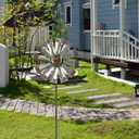 Wind Spinners OutdoorMetal Vintage Style Single Sided Silver Windmill Kinetic Wind Spinner for Outdoor Garden Patio Yard Decor,Diameter 13 Inches