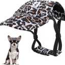Pawaboo Dog Baseball Cap - Upgraded Elastic Ear Holes - Adjustable Dog Outdoor Sport Sun Protection Baseball Hat Cap Visor Sunbonnet Outfit for Small Medium Large Dogs, Small,Black White Leopard Print