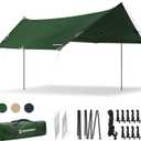Bessport Camping Tarp, 16×9.8FT with 2 Poles, Lightweight Car Awning Sunshade, Portable Multifunctional Backpacking, PU 3000mm Waterproof Rain Fly Hammock Tarp for Outdoor,Traveling, Hilking