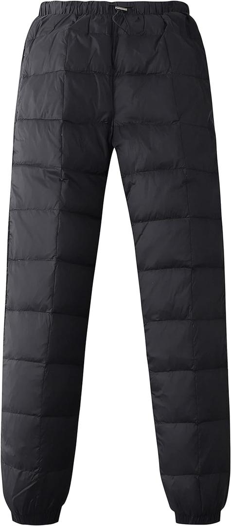 Gihuo Snow Pants Womens Winter Windproof Down Pants Warm Outdoor Ski Pants Padded Loose Ultralight Warm Trousers (Large, Black)