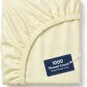 100% Egyptian Cotton Fitted Sheet Only - 1000 Thread Count Cotton Fitted Sheet, Soft, Durable, Cooling 16" Deep Pocket Sateen Weave Bottom, Luxury Hotel Quality (Ivory, King)