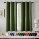 MIULEE Olive Green Blackout Curtains for Bedroom Living Room 63 Inches Long 2 Panels, Thermal Insulated Room Darkening Drapes Grommet Noise Reducing Light Blocking Window Treatments 40x63 Inch
