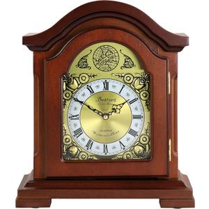 Bedford Clock Collection Redwood Mantel Clock with Chimes