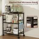 Kitchen Rolling Cart, 3-Tier Microwave Stand with Lockable Wheels, One-Piece Shelf, Kitchen Utility Storage Cart for Coffee Bar,Apartment, Dorm, Laundry Room, Office, 23.6" x 15.7" x 27.6", Brown