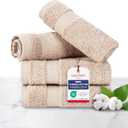 TEXTILOM 100% Turkish Cotton 4 Piece Luxury Washcloth Towel Set for Bathroom & Kitchen, Thick & Super Soft & Highly Absorbent & Quick Dry for Face and Hand- Beige