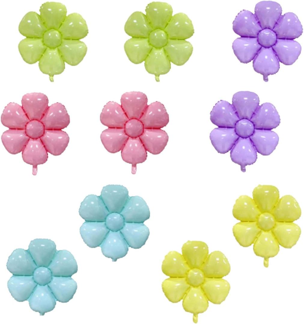 10 Pcs Daisy Balloons,Flower Theme Party Supplies Flower Aluminum Foil Balloons Birthday Wedding Baby Shower etc Party Decoration