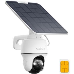 REOLINK 4K LTE Cellular Security Camera Wireless Outdoor, No WiFi 3G/4G Solar Powered, 360 Auto Tracking AI Detection, Color Night Vision, max. 512G Local Storage, SIM Card Included, Go PT Ultra+SP2