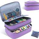 Sewing Organizer Bag - 11.5"x8"x6" Double-Layer Sewing Box with Storage for Scissors, Thread, Pins, Needles, Clips (Purple)