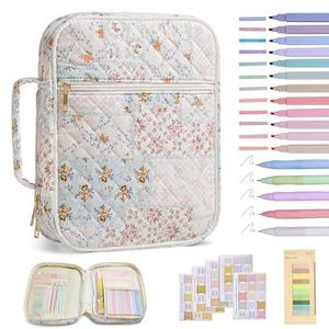 Bible Cover Case for Women Large Bible Cover with Durable Handle Quilted Bible Carrying Case for Girls Bible Study Supplies Accessories (Spliced Flower, Spliced Flower)