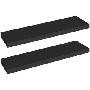 HOOBRO Floating Shelves for Wall, Wall Mounted Shelf Set of 2, 31.5" Hanging Shelf with Invisible Brackets, for Wall in Bathroom, Bedroom, Toilet, Kitchen, Living Room, Office, Black