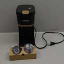 Single Serve One Cup Coffee Maker, for K Cups and Grounds, Mini Coffee Maker with Portable Handle, 6 to 12 Oz Brew Size, for Travel, Camping, Office, RV and Dorm, 120V, Black and Gold