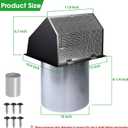 10 Inch Hooded Wall Vent with Screen and Damper,Outdoor Wall Exhaust Vent Cover Cap for Kitchen Range Hood HVAC Duct Dryer Ventilation&Outside Exterior Mount,Galvanized Steel,Black