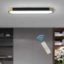 Tioolo Dimmable LED Ceiling Lights Modern Acrylic Linear LED Ceiling Lamp 2.3FT Semi Flush Mount Wraparound Shape Lighting Fixture with Remote Control for Kitchen Dining Living Room (36W/3000-6500K) (Black+Gold/36W)