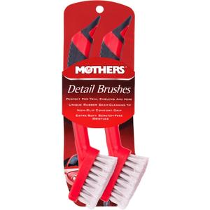 Mothers Car Detailing Brush for Stain and Hair Removal on Vinyl and Leather Seats - 2 Pack