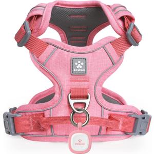 Pawaii No Pull Dog Harness with Pet ID Tag,Reflective Strips No Choke Front O Ring Breathable Mesh Adjustable Soft Padded Pet Vest with Easy Control Handle for Medium Dogs