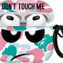 for Airpods Pro Case, Don't Touch Me for Airpods Pro Cover with Keychain Soft Cute Shockproof Cover for Women Men Compatible with for Airpods Pro 2019 Charging Case,Pink
