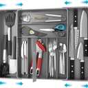 Simple Houseware Expandable Kitchen Drawer Flatware Organizer, Gray  Adjustable Cutlery Tray with 9 Compartments for Utensils and Silverware