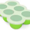6x3oz Baby Food Freezer Tray with Clip on Lid Bright Green | Leakproof Freezer Molds Silicone Storage Container for Purees Fruits Vegetables